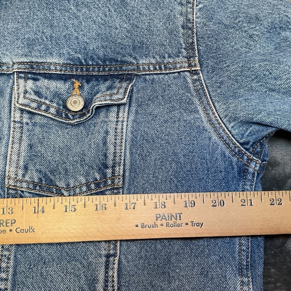 Old Navy Classic Jean Jacket Womens Large Blue Cotton Relaxed Fit Button Front - Picture 5 of 11
